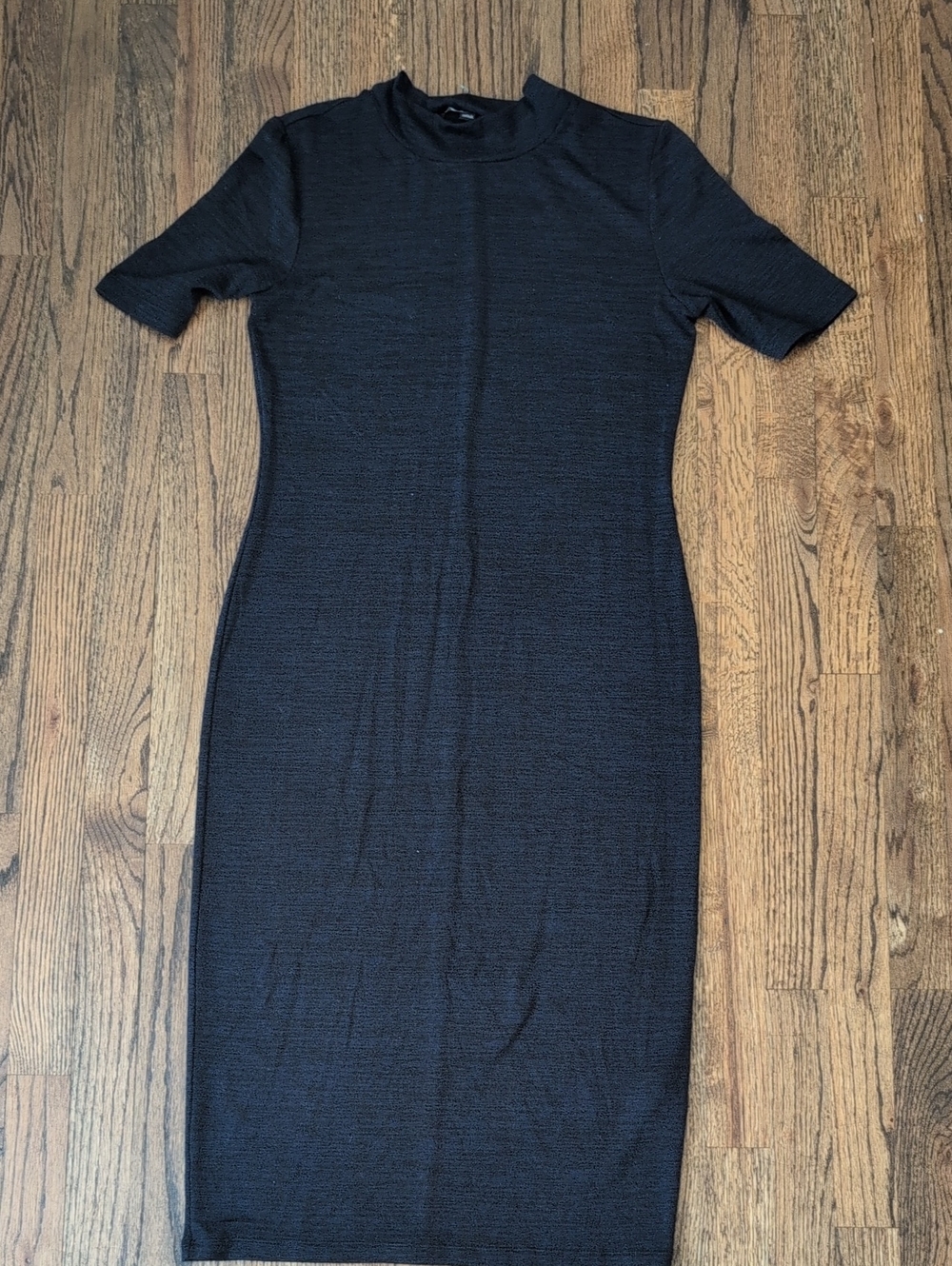 41 Hawthorn Navy Short-Sleeve Midi Dress with Mock Neck
